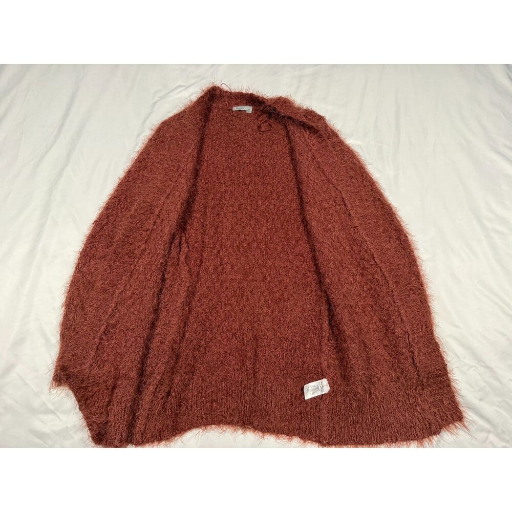 Symple NYC Rusty Rose Eyelash Fuzzy Knit Long Duster Cardigan Sweater Medium M - Picture 5 of 7